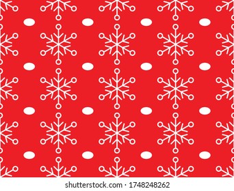 Copos de nieve blancos en un fondo rojo. Papel envuelto.