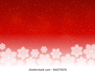 White snowflakes on red background