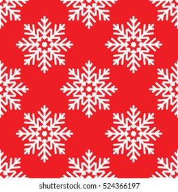 White snowflakes on red background seamless pattern for continuous replicate