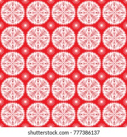 White snowflakes on the red background seamless pattern. Winter holidays collection. Vector illustration.