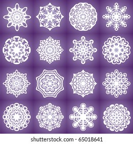 white snowflakes on violet background. Vector illustration