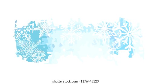 White snowflakes on watercolor abstraction. Vector