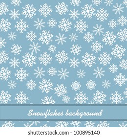 white snowflakes over blue background. vector illustration