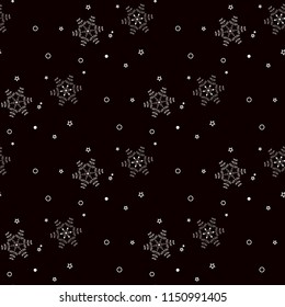 White snowflakes seamless pattern on black Christmas background. eps10