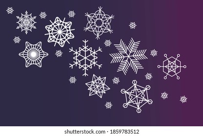 

White snowflakes set on blue background vector new year