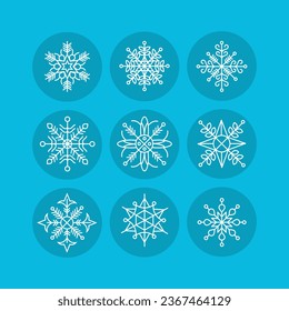 White snowflakes set on blue background