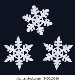 white snowflakes, snow, winter, night, nature, vector