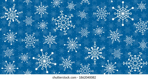 White snowflakes tossed on a blue background with a smaller snowflake texture. Perfect for holiday gift wrap, digital scrapbooking, paper, backgrounds, wallpaper, and fabric. 