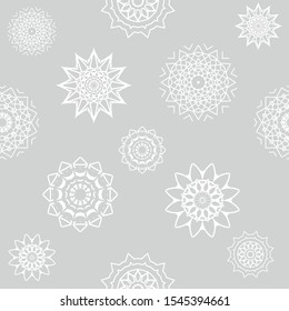 White snowflakes vector seamless pattern