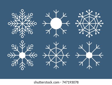 White snowflakes vector six pack