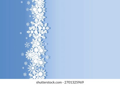 Flocos de neve brancos Banner de fundo de inverno com efeito de sombra. Fundo de Natal com espaço de cópia.