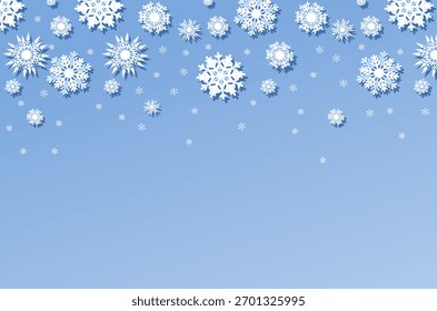 Copos de nieve blancos Anuncio de fondo de invierno con efecto de sombra. Fondo de Navidades con espacio de copia.