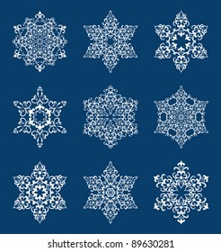 White snowflakes for winter design, vector illustration
