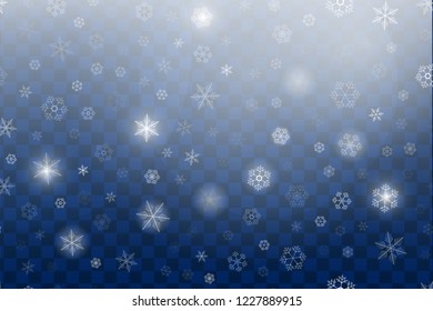 White snowflies on a trasparent background. Vector illustration