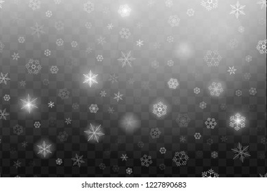 White snowflies on a trasparent background. Vector illustration