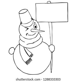 white snowman holding a sign vector image