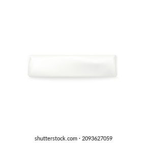 White soap bar wrapped in blank paper side view, realistic mockup. 3D vector mock up, isolated on white background.