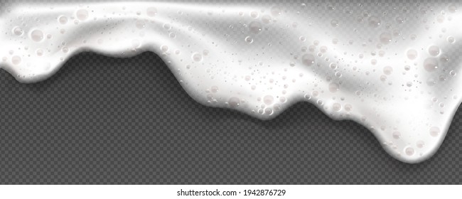 White soap foam, suds or froth with bubbles