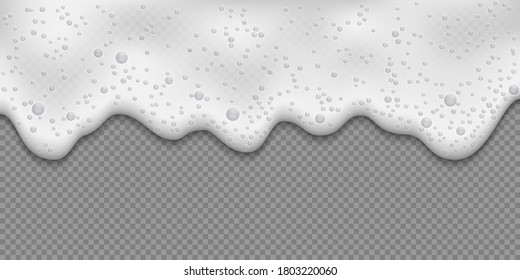 White soap forth, foam texture isolated on transparent background