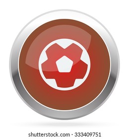 White Soccer Ball icon on red web app button