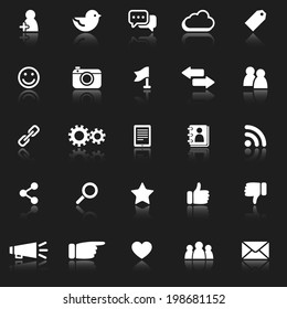 White Social Media Icons with Reflections - icons with reflections isolated on a dark gray background.  Vector eps 10 file.