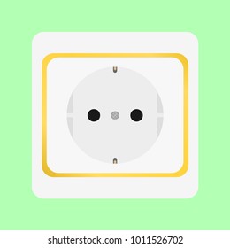 white socket with gold insert on green wall