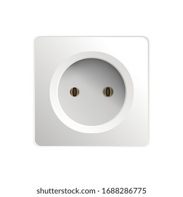 White socket isolated on a white background. Realistic white socket. Vector illustration.