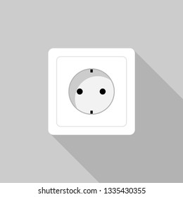 White socket with shadow in flat design on gray background. Eps10