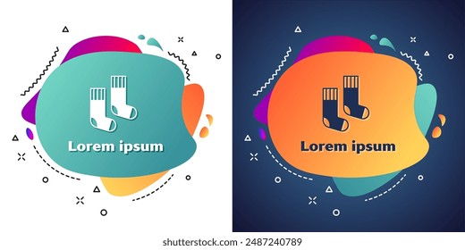 White Socks icon isolated on white and blue background. Abstract banner with liquid shapes. Vector