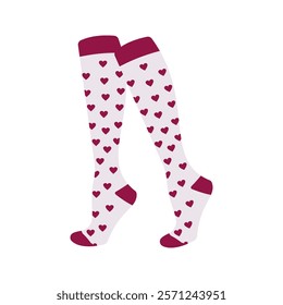 White socks with red cross prints Illustration. Ideal for fashion projects, clothing catalogs, digital prints, or playful design themes.