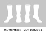 White socks template mockup flat style design vector illustration set isolated on white background. Long black socks with different angles mockups.
