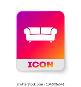 White Sofa icon isolated on white background. Rectangle color button. Vector Illustration