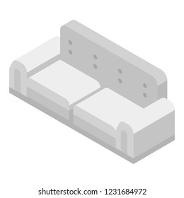 White sofa icon. Isometric of white sofa vector icon for web design isolated on white background