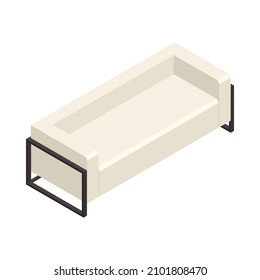 White sofa living room in modern loft interior style isometric icon 3d vector illustration
