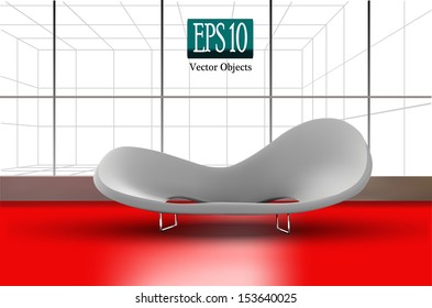 White sofa in a modern interior (eps 10)