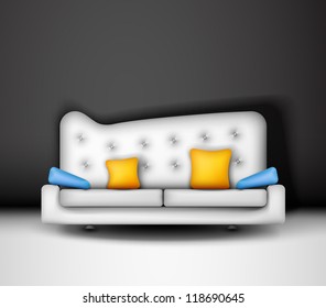 White sofa with pillows. Eps 10