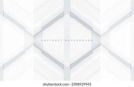 White and soft grey 3D geometric abstract background with rhombus frame. White abstract modern technology banner design. Vector illustration