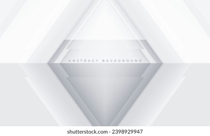 White and soft grey 3D geometric abstract background with rhombus frame. White abstract modern technology banner design. Vector illustration