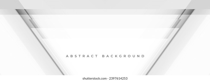White and soft grey wide 3D geometric abstract background. White abstract modern technology banner design. Vector illustration