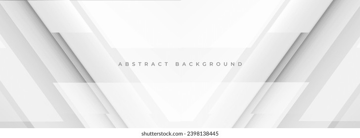 White and soft grey wide 3D geometric abstract background. White abstract modern technology banner design. Vector illustration