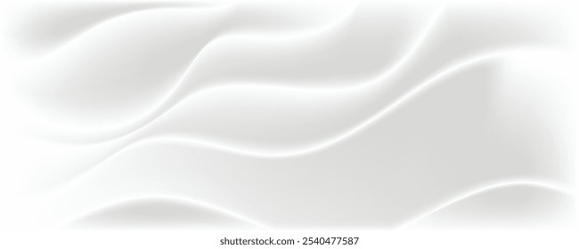 White soft luxury geometric abstract background with waves effect. Minimal modern graphic design element cutout style concept for banner, flyer, card, or brochure cover