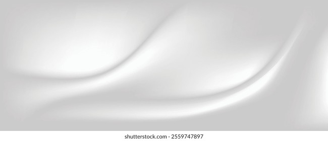 White soft luxury geometric abstract background with waves effect. Minimal modern graphic design element cutout style concept for banner, flyer, card, or brochure cover