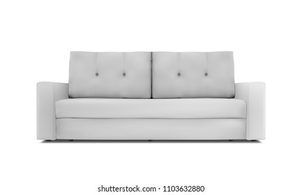 White soft luxury sofa. Realistic vector illustration eps10