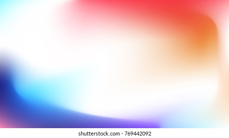 White soft waves for smartphone lockscreen template texture. Vector blurred background, for phone screen. Red and blue gradient web pattern for wallpaper, horizontal and bright.