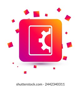 White Software, web development, programming concept icon isolated on white background. Programming language and program code on screen tablet. Square color button. Vector