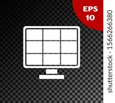White Solar energy panel icon isolated on transparent dark background.  Vector Illustration