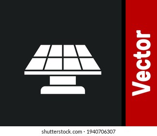 White Solar energy panel icon isolated on black background.  Vector