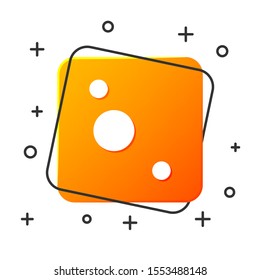 White Solar system icon isolated on white background. The planets revolve around the star. Orange square button. Vector Illustration