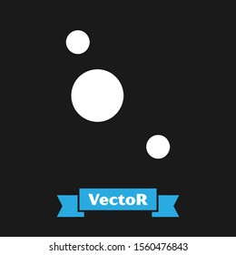 White Solar system icon isolated on black background. The planets revolve around the star.  Vector Illustration