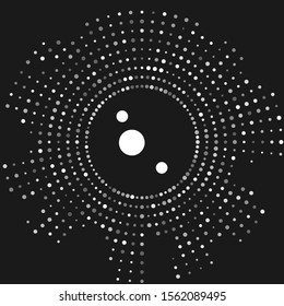 White Solar system icon isolated on grey background. The planets revolve around the star. Abstract circle random dots. Vector Illustration